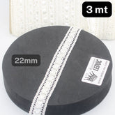 3 meters white 22mm Lace with Satin insert